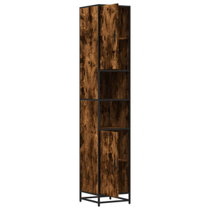 vidaXL Bathroom Cabinet Smoked Oak 35x37.5x188.5 cm Engineered Wood Metal