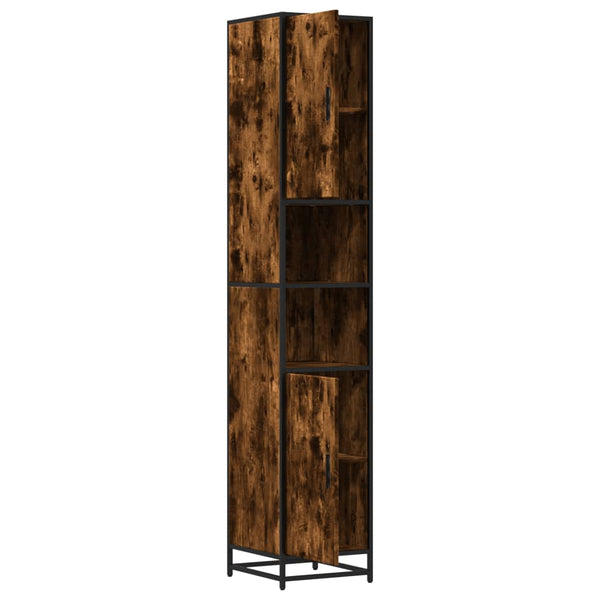 vidaXL Bathroom Cabinet Smoked Oak 35x37.5x188.5 cm Engineered Wood Metal