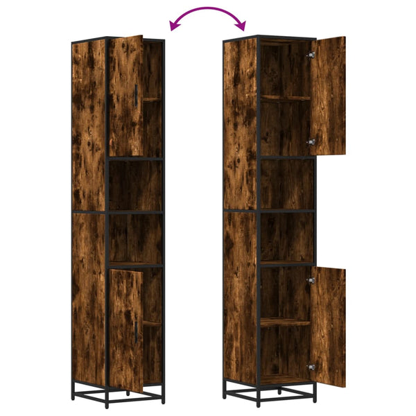 vidaXL Bathroom Cabinet Smoked Oak 35x37.5x188.5 cm Engineered Wood Metal