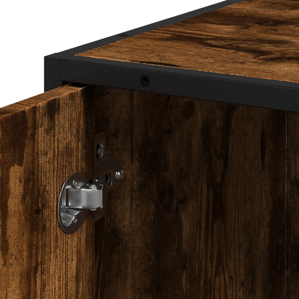 vidaXL Bathroom Cabinet Smoked Oak 35x37.5x188.5 cm Engineered Wood Metal