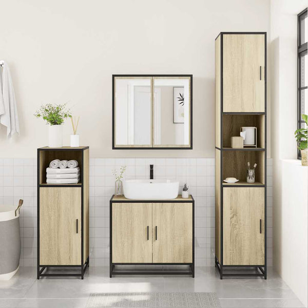 vidaXL 3-Piece Bathroom Furniture Set Sonoma Oak Engineered Wood