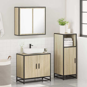 vidaXL 3-Piece Bathroom Furniture Set Sonoma Oak Engineered Wood