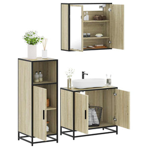 vidaXL 3-Piece Bathroom Furniture Set Sonoma Oak Engineered Wood