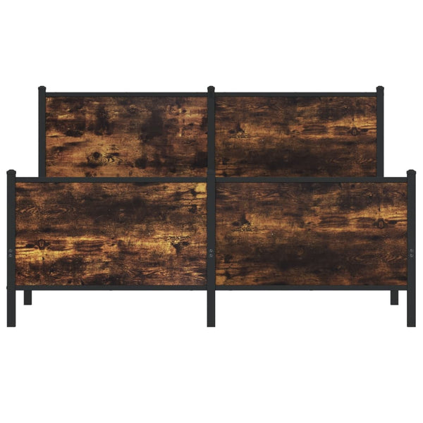 vidaXL Metal Bed Frame without Mattress Smoked Oak 140x190 cm