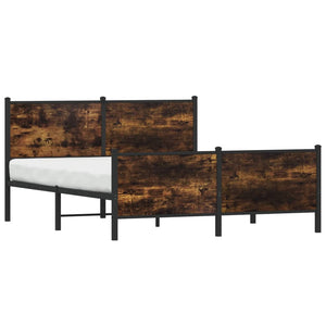 vidaXL Metal Bed Frame without Mattress Smoked Oak 140x200 cm