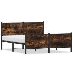 vidaXL Metal Bed Frame without Mattress Smoked Oak 150x200 cm