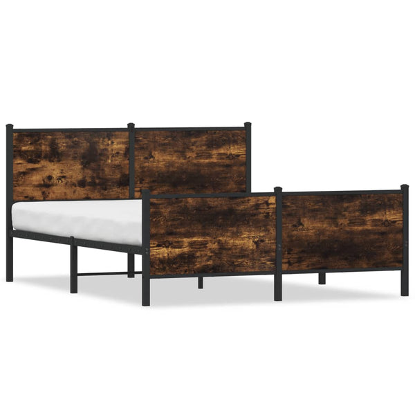 vidaXL Metal Bed Frame without Mattress Smoked Oak 150x200 cm