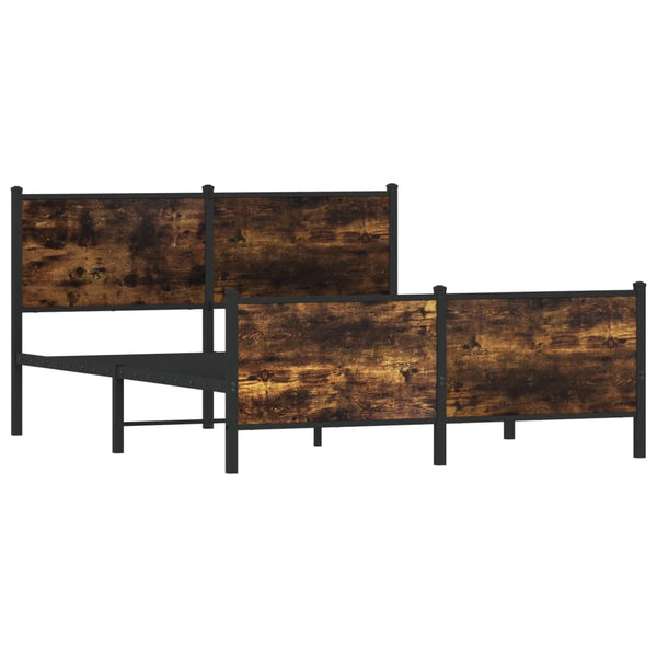 vidaXL Metal Bed Frame without Mattress Smoked Oak 150x200 cm