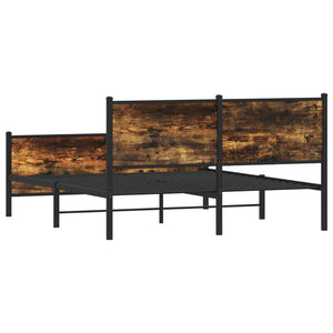 vidaXL Metal Bed Frame without Mattress Smoked Oak 150x200 cm