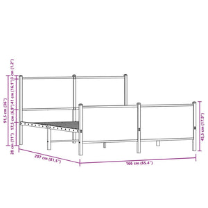 vidaXL Metal Bed Frame without Mattress Smoked Oak 160x200 cm