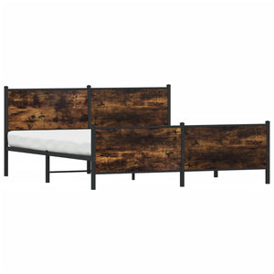 vidaXL Metal Bed Frame without Mattress Smoked Oak 183x213 cm