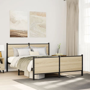 vidaXL Metal Bed Frame without Mattress Sonoma Oak 140x200 cm