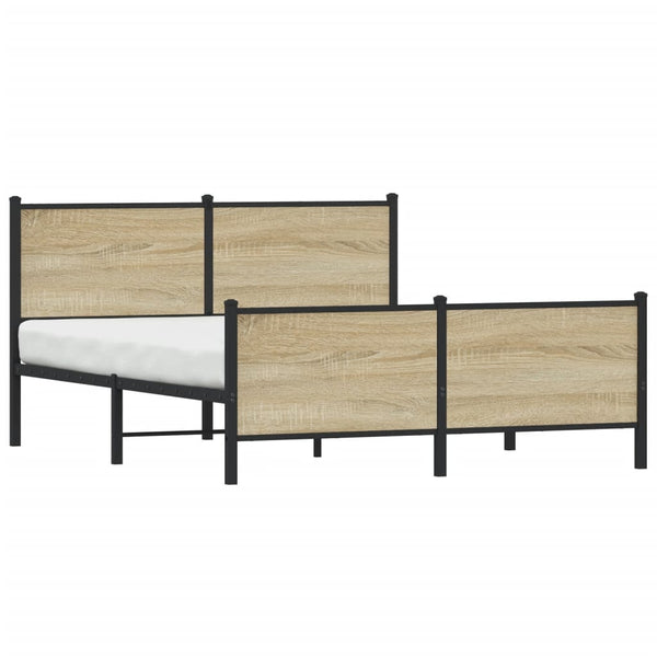 vidaXL Metal Bed Frame without Mattress Sonoma Oak 150x200 cm