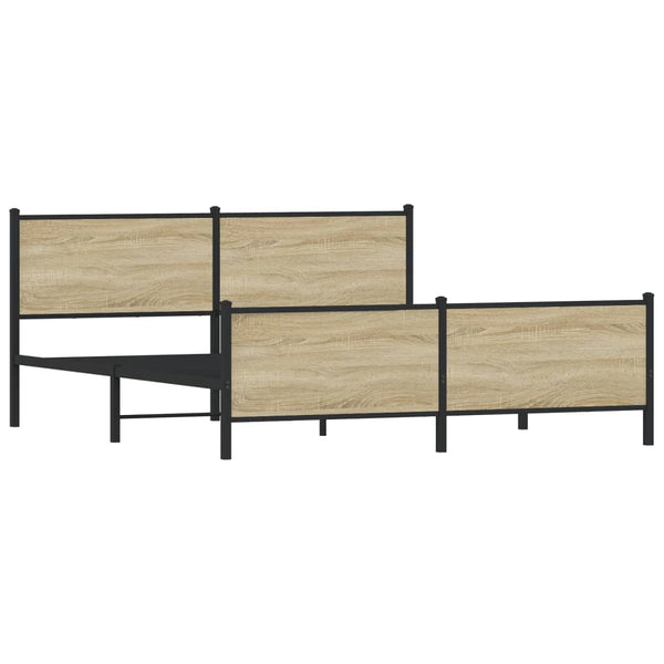 vidaXL Metal Bed Frame without Mattress Sonoma Oak 180x200 cm