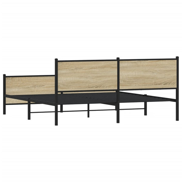 vidaXL Metal Bed Frame without Mattress Sonoma Oak 180x200 cm
