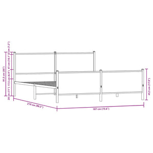 vidaXL Metal Bed Frame without Mattress Sonoma Oak 183x213 cm