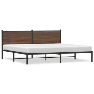 vidaXL Metal Bed Frame without Mattress Brown Oak-Look 200x200 cm