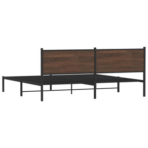 vidaXL Metal Bed Frame without Mattress Brown Oak-Look 200x200 cm