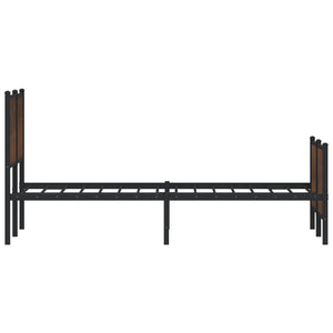 vidaXL Metal Bed Frame without Mattress Brown Oak-Look 140x190 cm