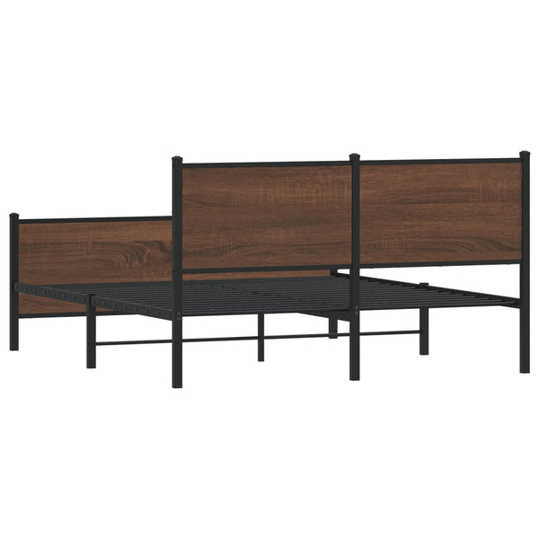 vidaXL Metal Bed Frame without Mattress Brown Oak-Look 140x190 cm