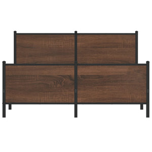 vidaXL Metal Bed Frame without Mattress Brown Oak-Look 150x200 cm