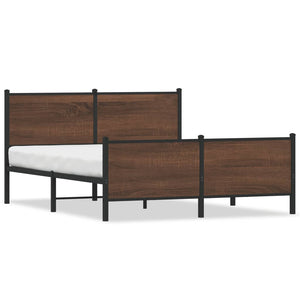 vidaXL Metal Bed Frame without Mattress Brown Oak-Look 160x200 cm