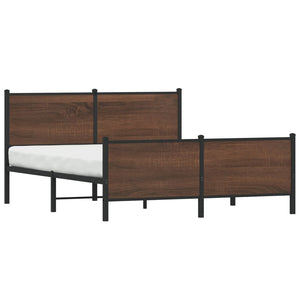 vidaXL Metal Bed Frame without Mattress Brown Oak-Look 160x200 cm
