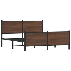 vidaXL Metal Bed Frame without Mattress Brown Oak-Look 160x200 cm