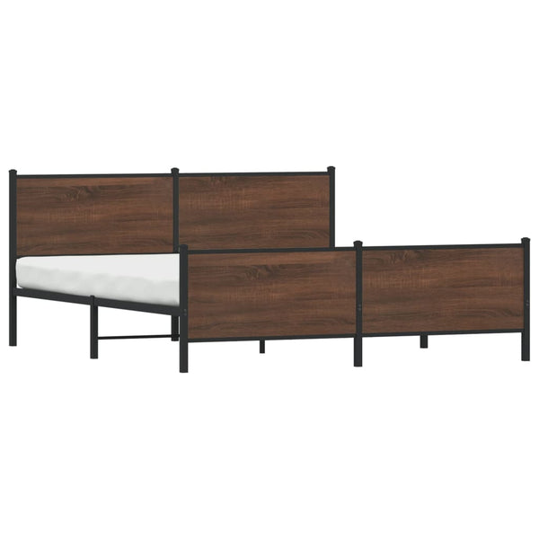 vidaXL Metal Bed Frame without Mattress Brown Oak-Look 180x200 cm