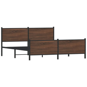 vidaXL Metal Bed Frame without Mattress Brown Oak-Look 180x200 cm