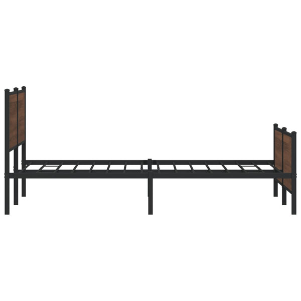 vidaXL Metal Bed Frame without Mattress Brown Oak-Look 180x200 cm