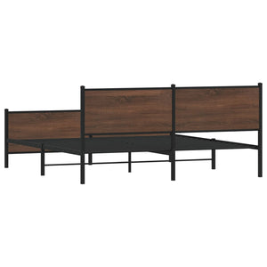 vidaXL Metal Bed Frame without Mattress Brown Oak-Look 180x200 cm