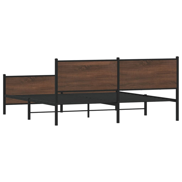 vidaXL Metal Bed Frame without Mattress Brown Oak-Look 180x200 cm