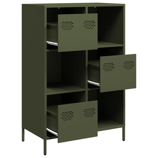 Olivgrünes Highboard 68x39x103,5 cm Stahl