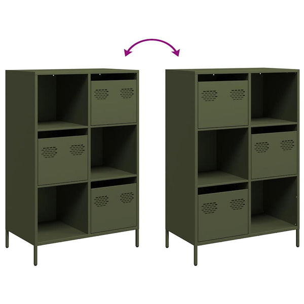 Olivgrünes Highboard 68x39x103,5 cm Stahl