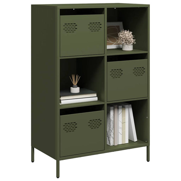 Olivgrünes Highboard 68x39x103,5 cm Stahl