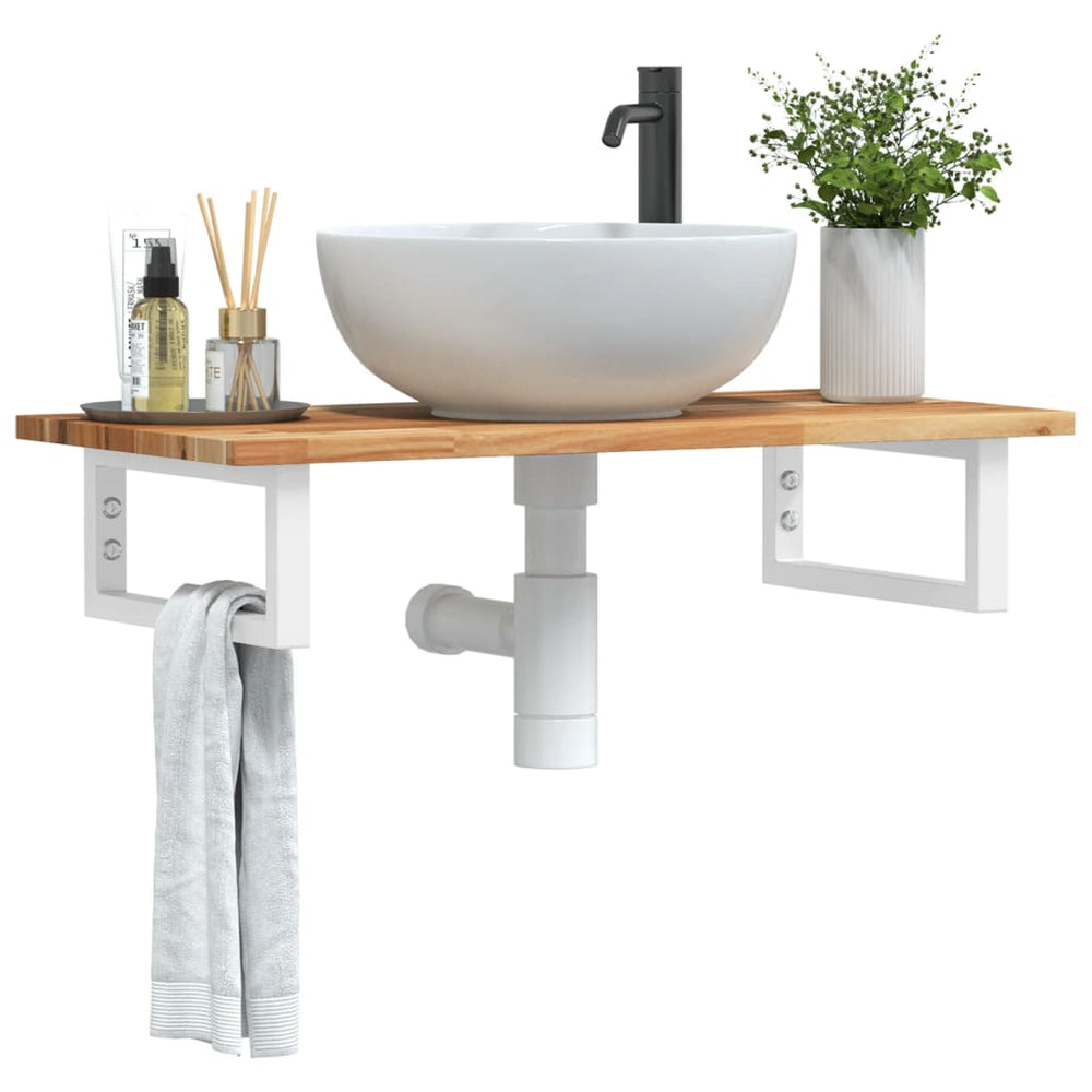 Waschbeckenregal Wandmontage Akazienholz Stahl