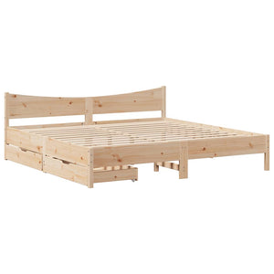 vidaXL Solid Wood Bed with Drawers 200x200 cm Pine