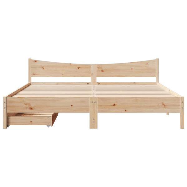vidaXL Solid Wood Bed with Drawers 200x200 cm Pine
