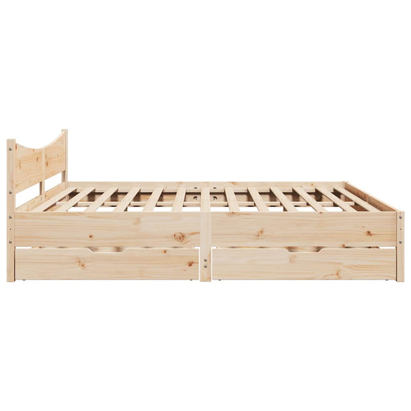 vidaXL Solid Wood Bed with Drawers 200x200 cm Pine
