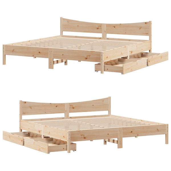 vidaXL Solid Wood Bed with Drawers 200x200 cm Pine