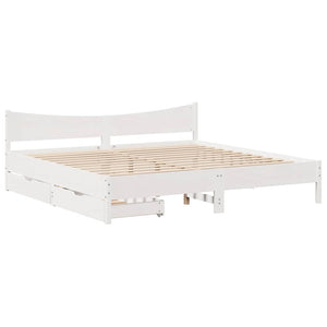 vidaXL Solid Wood Bed with Drawers White 200x200 cm Pine