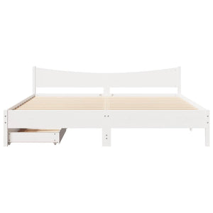 vidaXL Solid Wood Bed with Drawers White 200x200 cm Pine