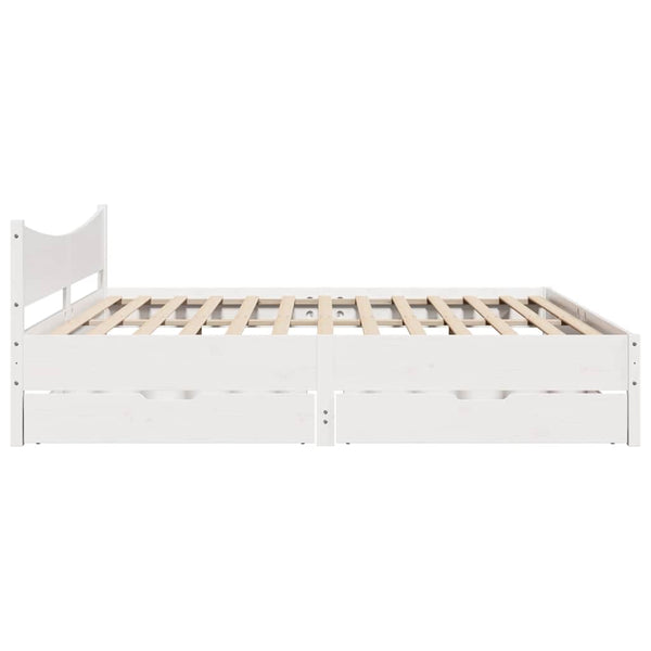 vidaXL Solid Wood Bed with Drawers White 200x200 cm Pine