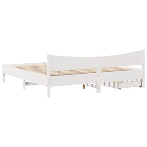 vidaXL Solid Wood Bed with Drawers White 200x200 cm Pine