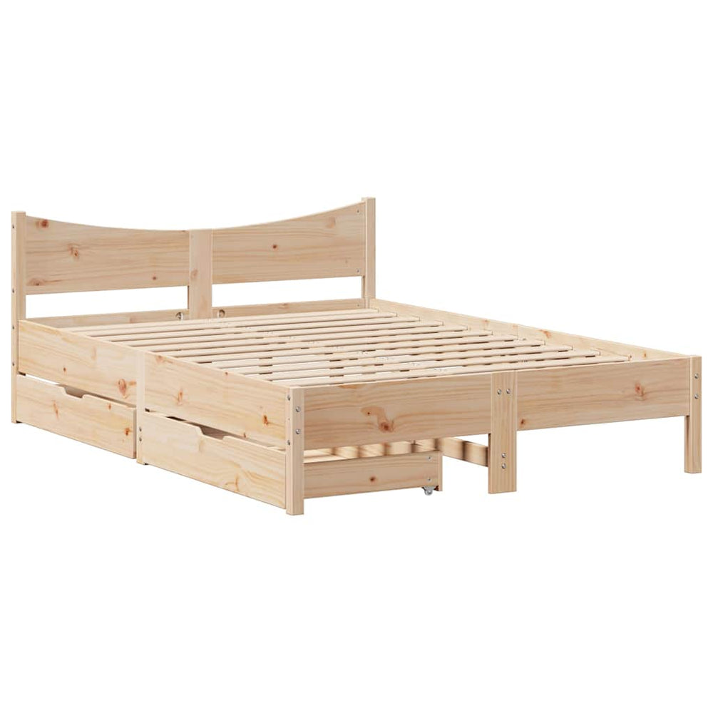 vidaXL Solid Pine Bed with Drawers 160x200 cm