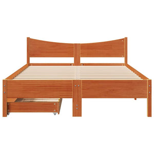 vidaXL Solid Wood Bed with Drawers Waxed Brown 160x200 cm Pine