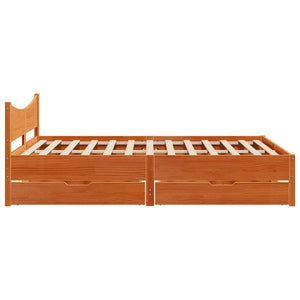 vidaXL Solid Wood Bed with Drawers Waxed Brown 160x200 cm Pine
