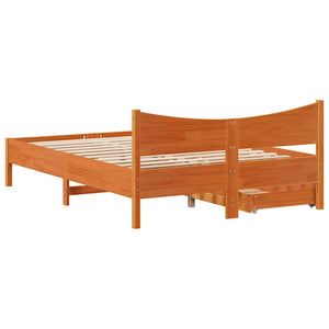 vidaXL Solid Wood Bed with Drawers Waxed Brown 160x200 cm Pine