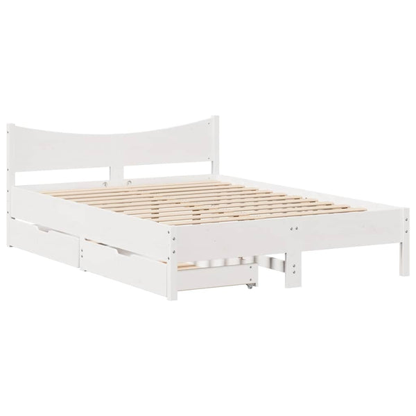 vidaXL Solid Wood Bed with Drawers White 150x200 cm Pine